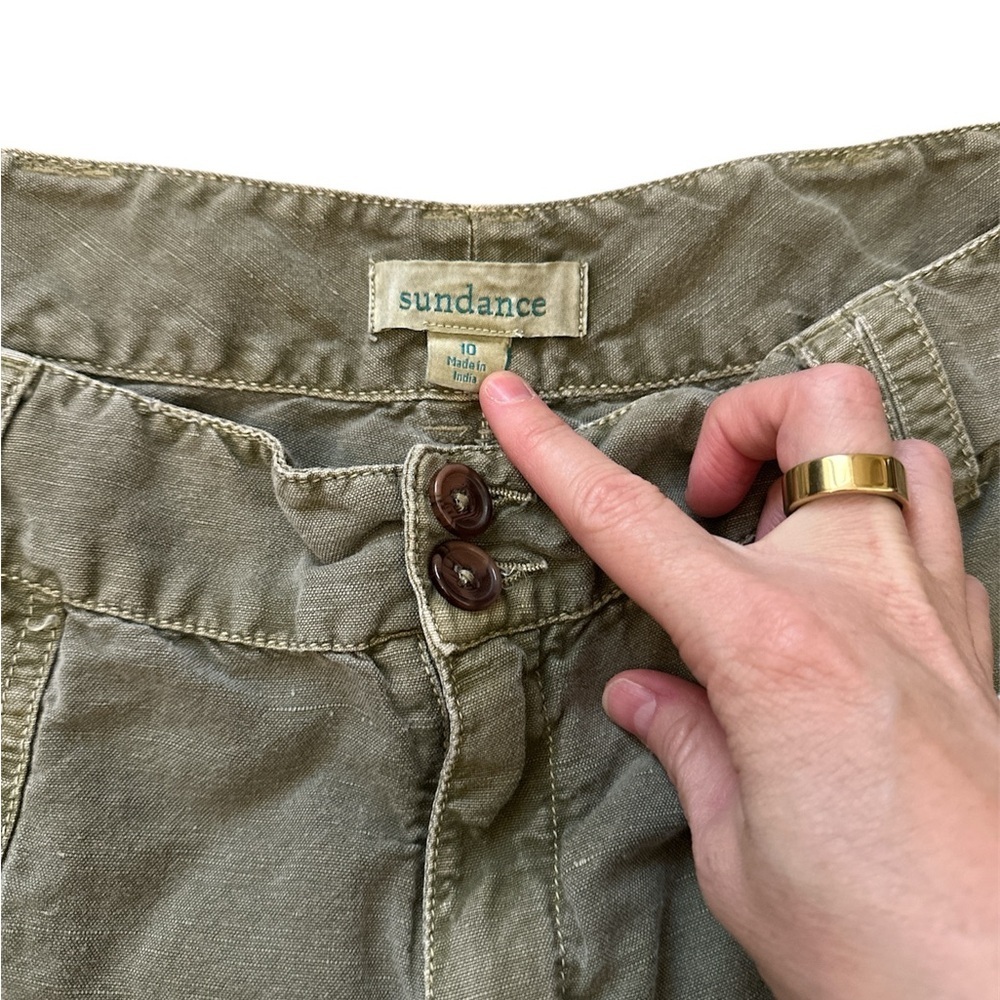 SUNDANCE Linen/Cotton Green Women's Shorts size 10 - Picture 3 of 6